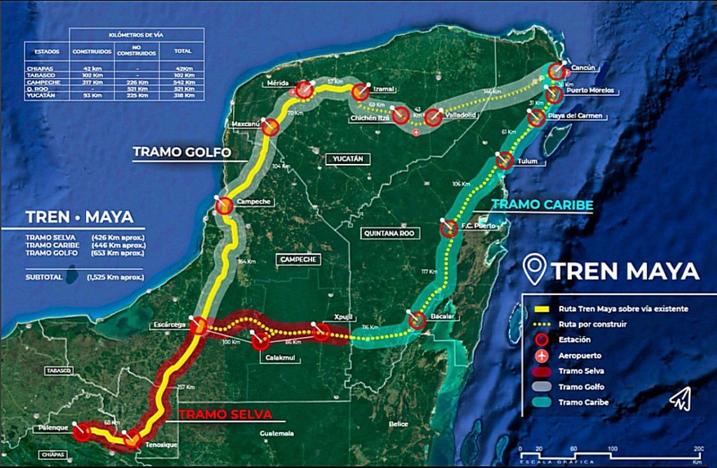 The Mexico Maya Train Route Map. Cancun, Playa Del Carmen &Amp; Tulum.