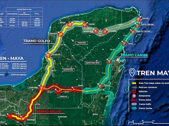 The Mexico Maya Train Route Map. Cancun, Playa Del Carmen &Amp;Amp; Tulum.